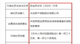 永安財險：因未按照規(guī)定使用保險條款費率被罰45萬元