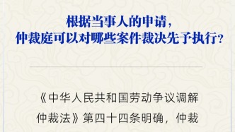 根據當事人的申請，仲裁庭能對哪些案件裁決先予執行？