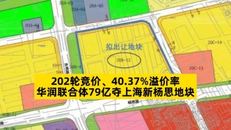 202轮竞价、40.37%溢价率，华润联合体79亿夺上海新杨思地块