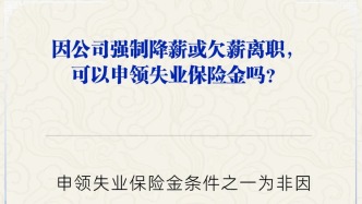 因公司强制降薪离职，能申领失业保险金吗？