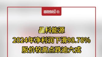 晶科能源：2024年凈利潤下滑98.78%，股價(jià)較高點(diǎn)跌逾六成