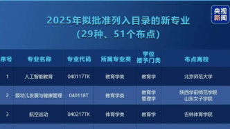 教育部：新增29种本科新专业，纳入2025年高考招生