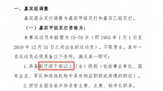 张家界乒乓球公开赛设干部职级门槛引关注，回应：仅限嘉宾组