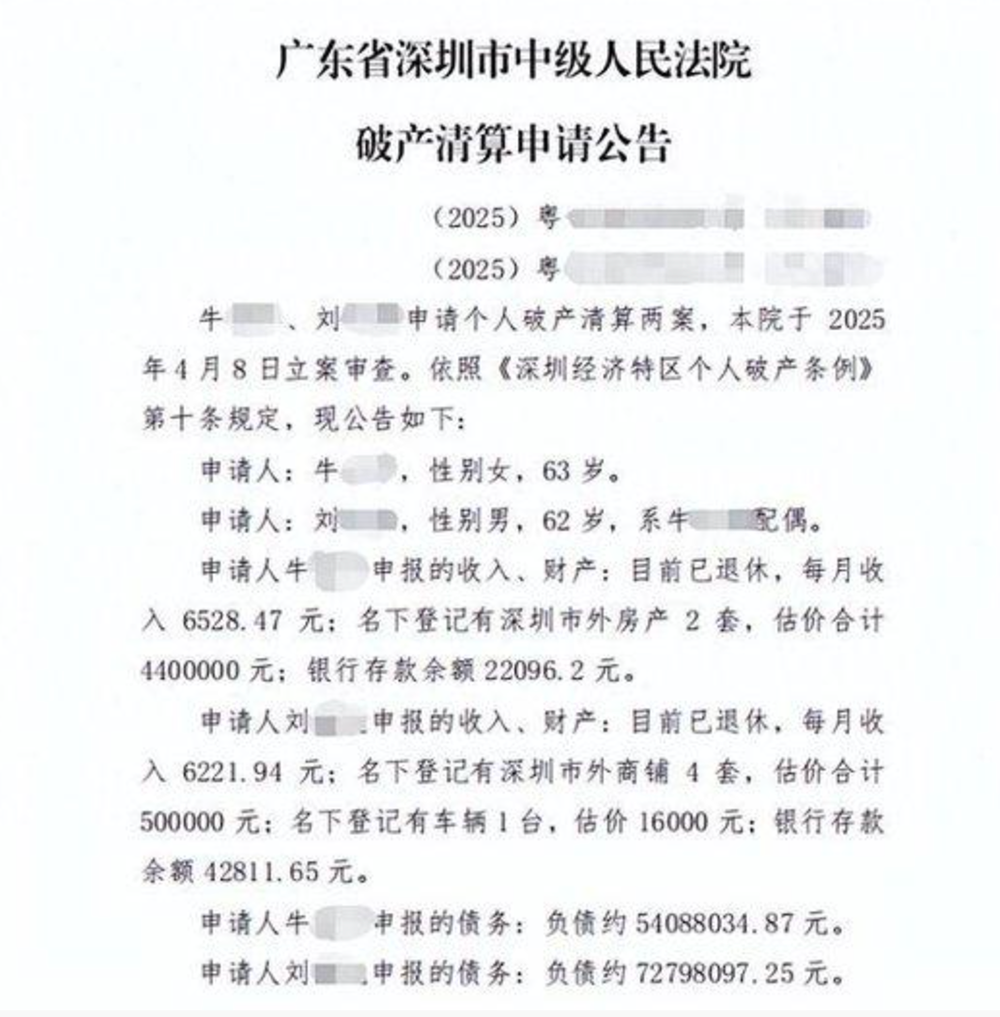 退休夫妻月入1.2万负债1.2亿申请破产，律师：“诚实而不幸”系前置条件