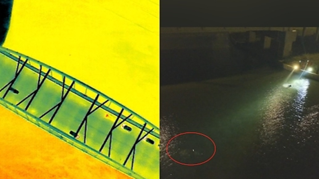 男子深夜落水，消防利用無人機熱成像定位救援