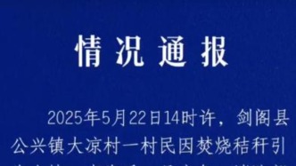四川剑阁：山火系一村民烧秸秆引发，明火已扑灭无人员伤亡