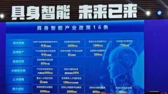 上海浦东发布具身智能产业支持16条政策：单个项目支持额度最高可达亿级