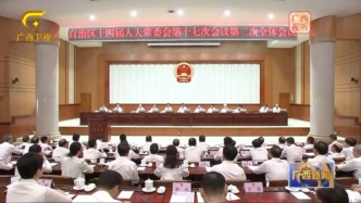 广西自治区十四届人大常委会第十七次会议闭幕，陈刚主持并讲话，韦韬作表态发言