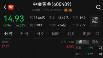 中金黃金股價(jià)大跌，早間公告6名參觀子公司學(xué)生遇難