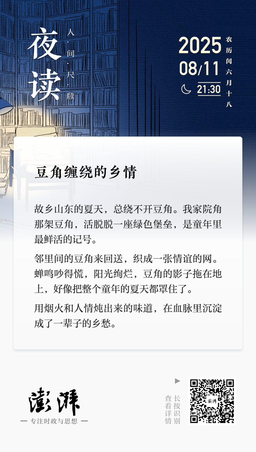 夜读｜豆角缠绕的乡情