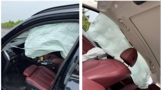 寶馬iX3行駛中安全氣囊爆開，檢測報告稱并排客車爆胎導致