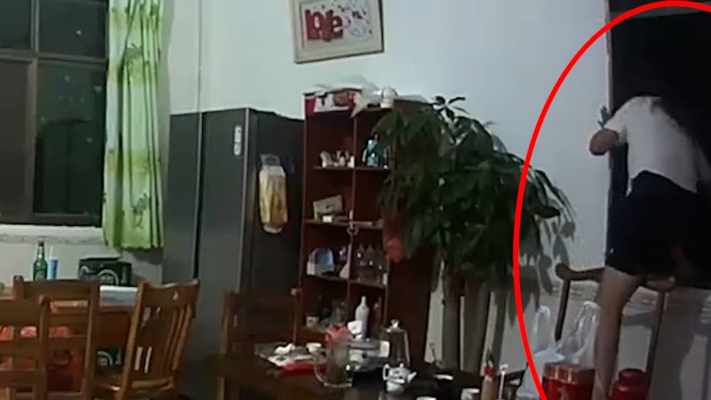 聽見聲響發(fā)現(xiàn)沙發(fā)下有條蛇，女子嚇得跳窗逃走