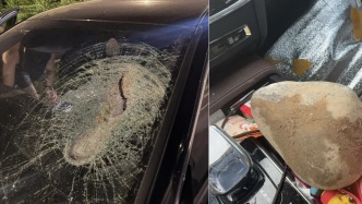 一男子驾车遭飞石击穿挡风玻璃砸脸受伤，交警调查“肇事”石头