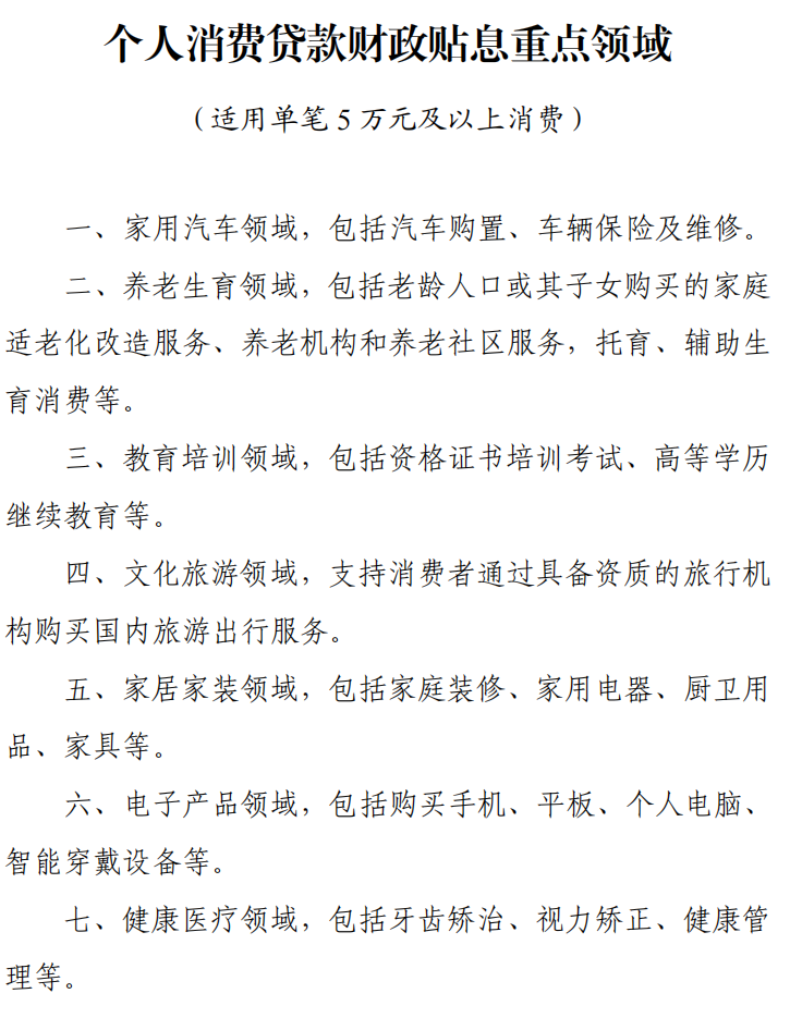 个人消费贷款财政贴息政策来了：哪些消费适用？能补贴多少？