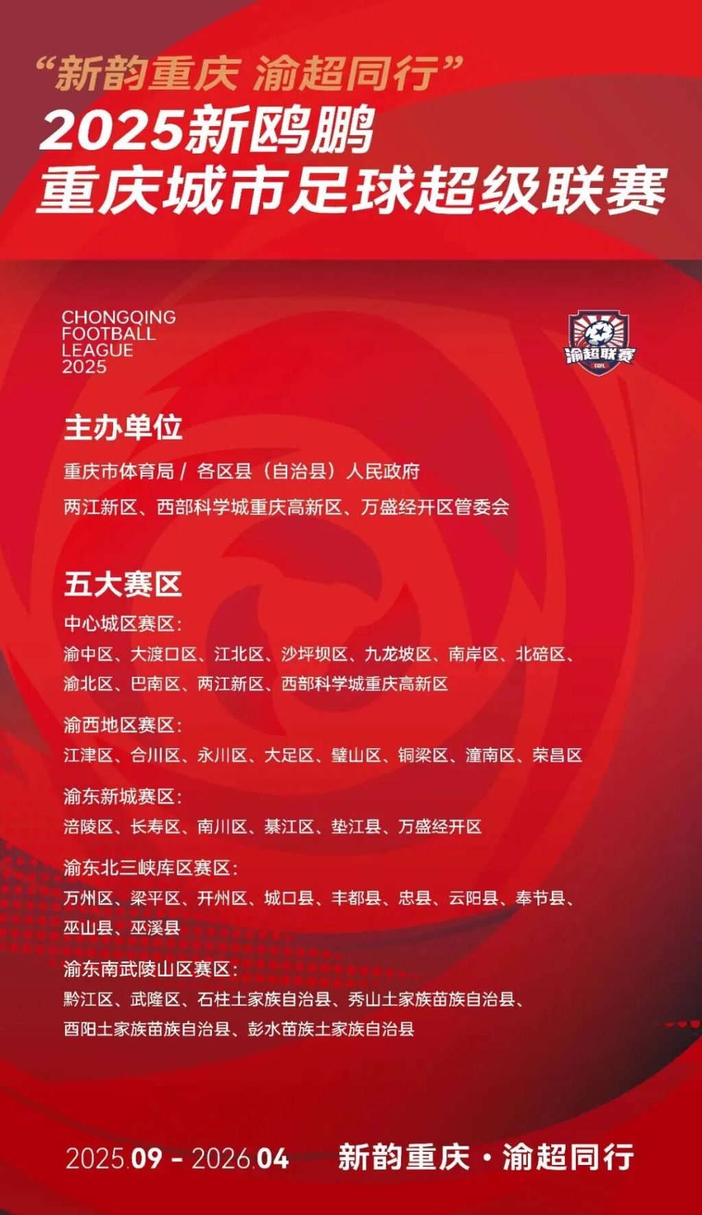 “渝超”来了，重庆城市足球超级联赛将于9月13日开赛