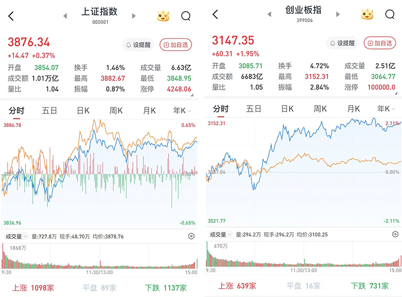 A股三大股指收涨，创指再创阶段新高：光刻机、半导体板块涨势强劲