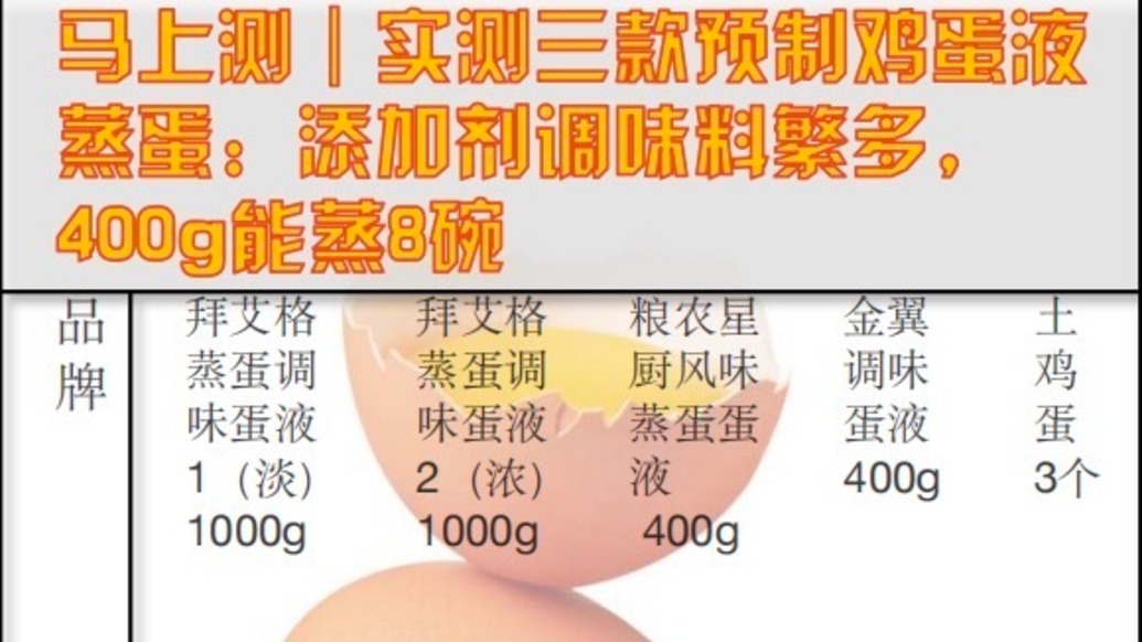 預(yù)制雞蛋液蒸蛋羹表現(xiàn)如何?實測結(jié)果出爐