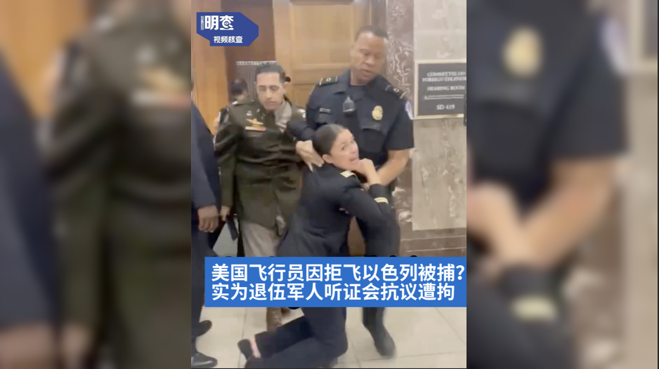 明查|美國飛行員因拒飛以色列被捕?實為退伍軍人聽證會抗議遭拘