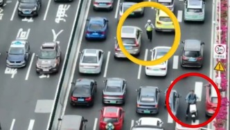 闖禁、棄車、逆向跑步逃跑，一男子騎電動自行車闖上海高架被罰