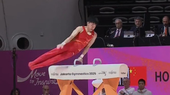 中國(guó)選手洪延明奪得體操世錦賽男子鞍馬冠軍