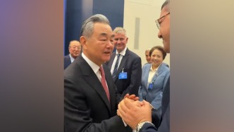 藍(lán)廳論壇｜握住巴勒斯坦代表的手，王毅：一定支持，永遠(yuǎn)支持你們