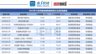 【讀財(cái)報(bào)】主動權(quán)益基金10月表現(xiàn)：80余只產(chǎn)品凈值上漲超10%