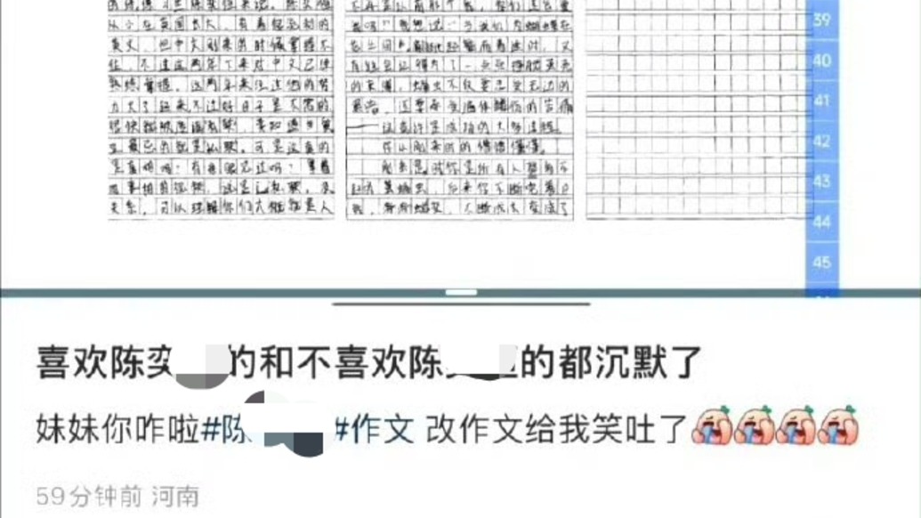 实习老师发布学生作文配文“改作文给我笑吐了”，新乡学院展开核查