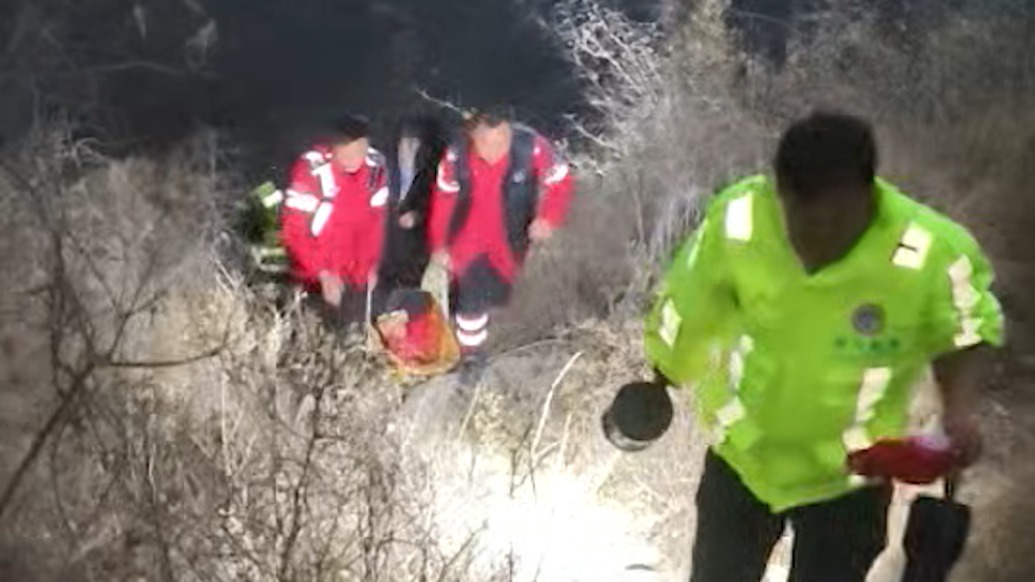 男子上山摘柿子從樹上跌落,無人機照亮救援路