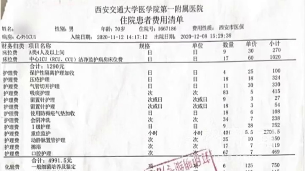 患者家属举报交大一附院违规收费43项,西安医保局:查实26项,违规使用医保基金7.5万