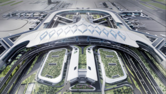 首根“飛鳥(niǎo)柱”完成吊裝，浦東機(jī)場(chǎng)T3航站樓開(kāi)啟屋面系統(tǒng)施工