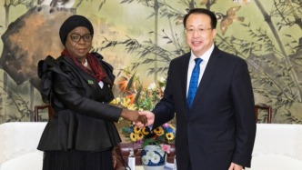 赞比亚副总统纳卢曼戈称赞，中国人民给予赞比亚人民珍贵礼物，上海市长会见