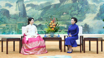 彭丽媛同韩国总统夫人金惠景茶叙