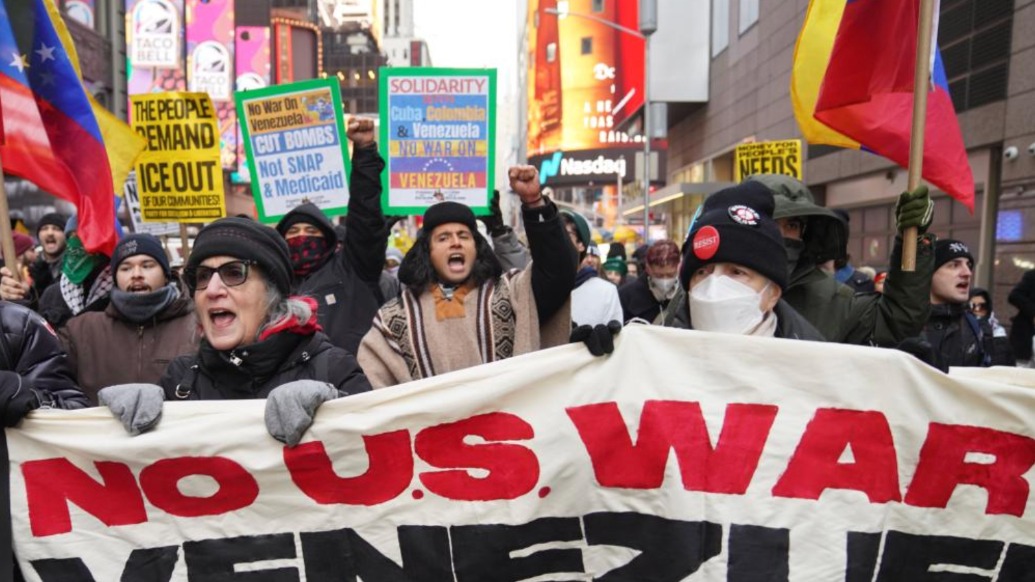 多国民众持续抗议美侵略委内瑞拉