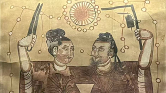 新疆出土的唐代彩绘伏羲女娲图来上海了