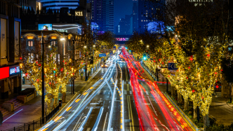 上海街頭年味漸濃：中國(guó)結(jié)、紅燈籠高高掛起，花景、光影迎新春