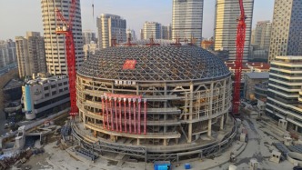 上海国际体操中心改造工程新进展：主体结构已封顶
