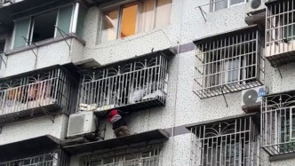 廣西一幼童頭卡5樓防盜網(wǎng)身體懸空，快遞員徒手攀爬托回屋內(nèi)