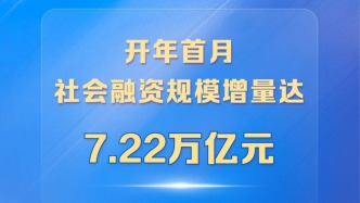 平稳开局！开年首月社会融资规模增量达7.22万亿元