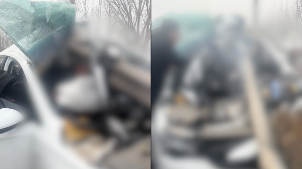 私家車撞上護(hù)欄有人員被困，多名路人聯(lián)手施救