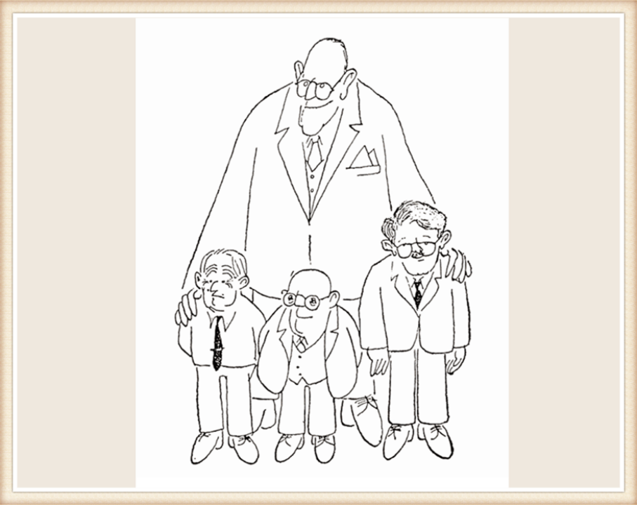 福尔克·克里格尔绘漫画：霍克海默鸠集阿多诺、马尔库塞和哈贝马斯