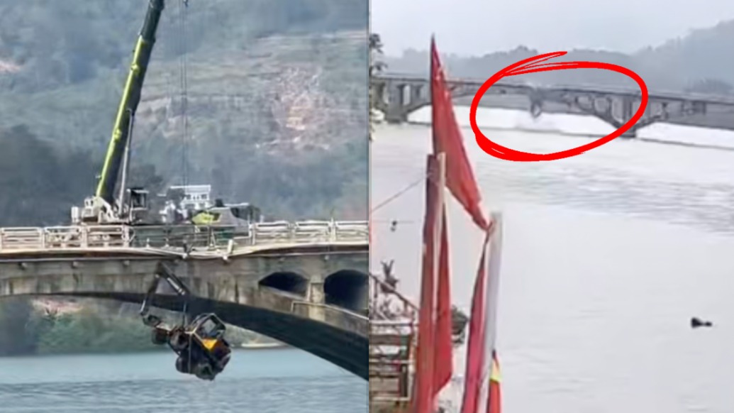 廣西一挖掘機(jī)過(guò)橋時(shí)撞斷護(hù)欄墜湖，司機(jī)遺體已被打撈上岸
