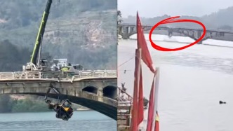 廣西一挖掘機過橋時撞斷護欄墜湖，司機遺體已被打撈上岸