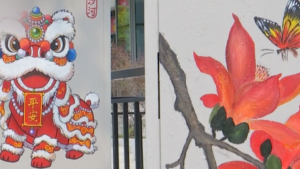 42歲環(huán)衛(wèi)工給街頭電箱畫鮮花動(dòng)物：工作12年，平常撿畫板自學(xué)