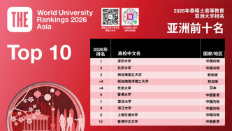 泰晤士2026年度亚洲大学排名发布