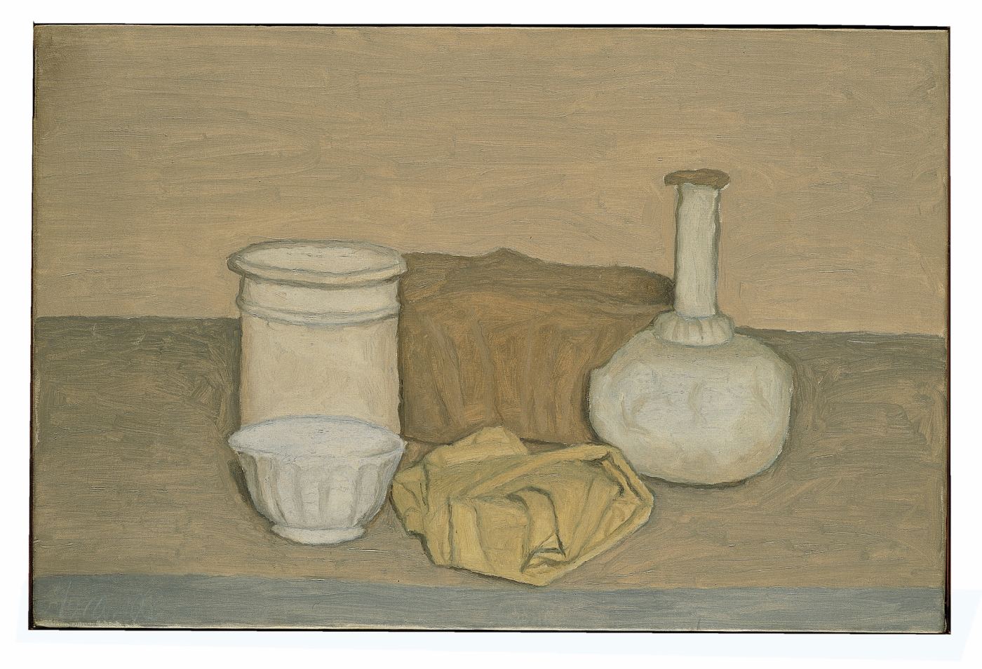 乔治·莫兰迪《静物》1952年，布面油彩，V.n.823，本次展览主视觉作品