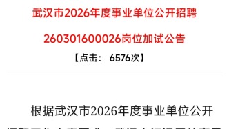 武汉事业单位招聘中两名考生综合成绩并列第一，人社局发布加试公告