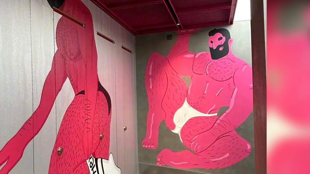 石家庄一商场女厕内有巨大男性壁画,网友质疑画风低俗