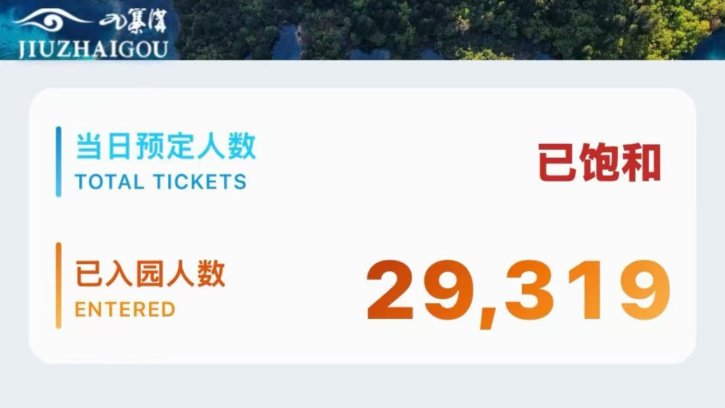 泥石流后部分区域正常开放，九寨沟景区客流“已饱和”
