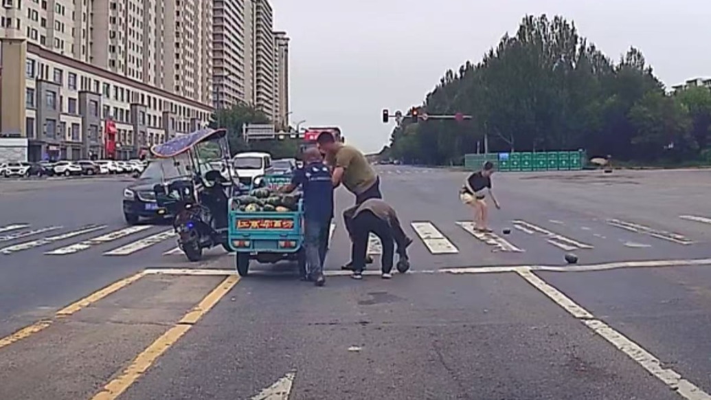 “咱东北都是热心肠”，一车南瓜散落街头，陌生路人接力捡回