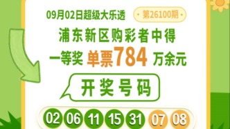 浦东购彩者凭“6+6”复式票中大乐透第26100期一等奖